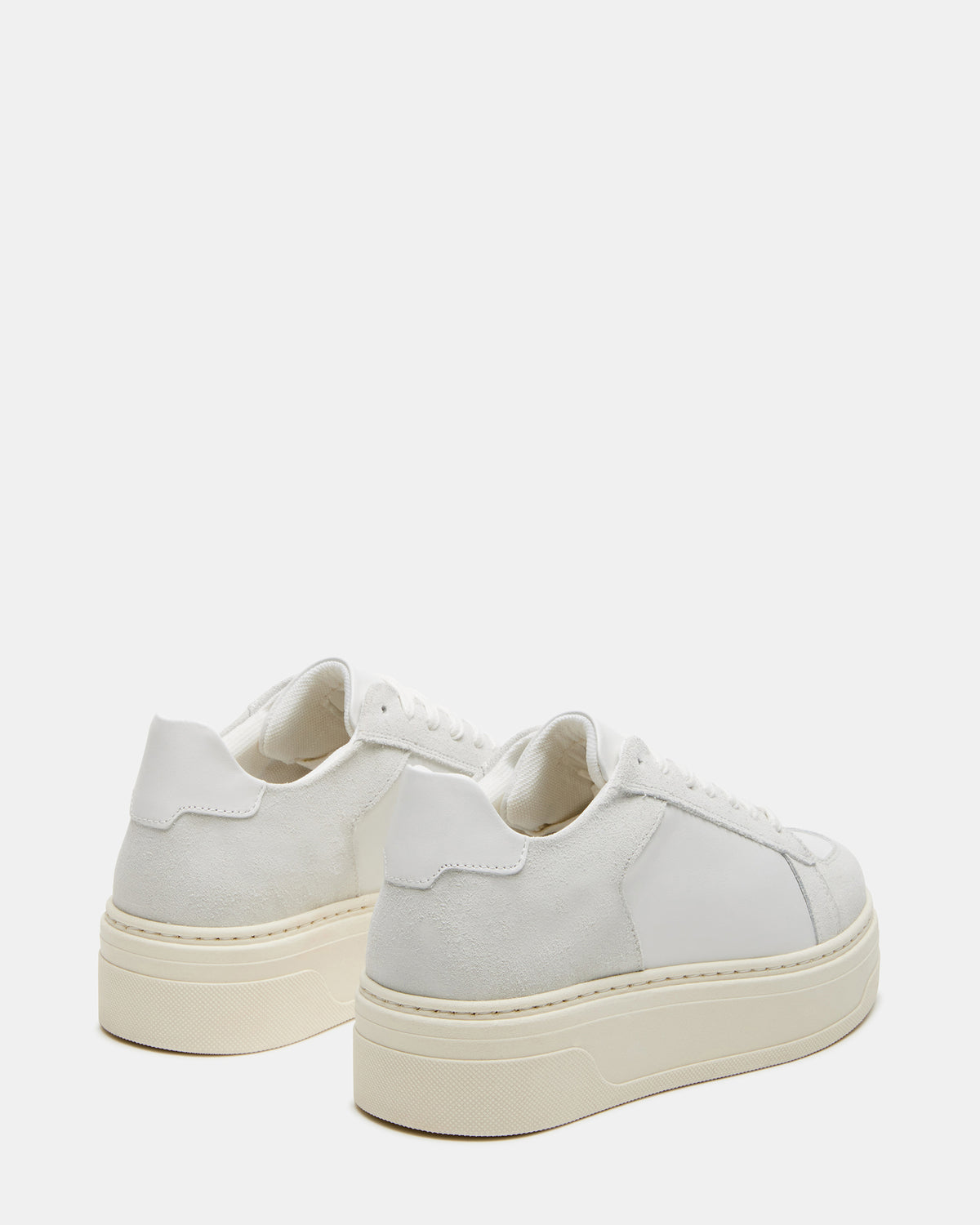 DOMINO White Leather Tonal Platform Sneaker | Women's Sneakers - Steve Madden
