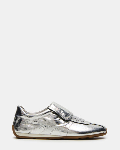 MOBILITY SIlver Leather Women's Low-Top Lace-Up Sneaker - Steve Madden