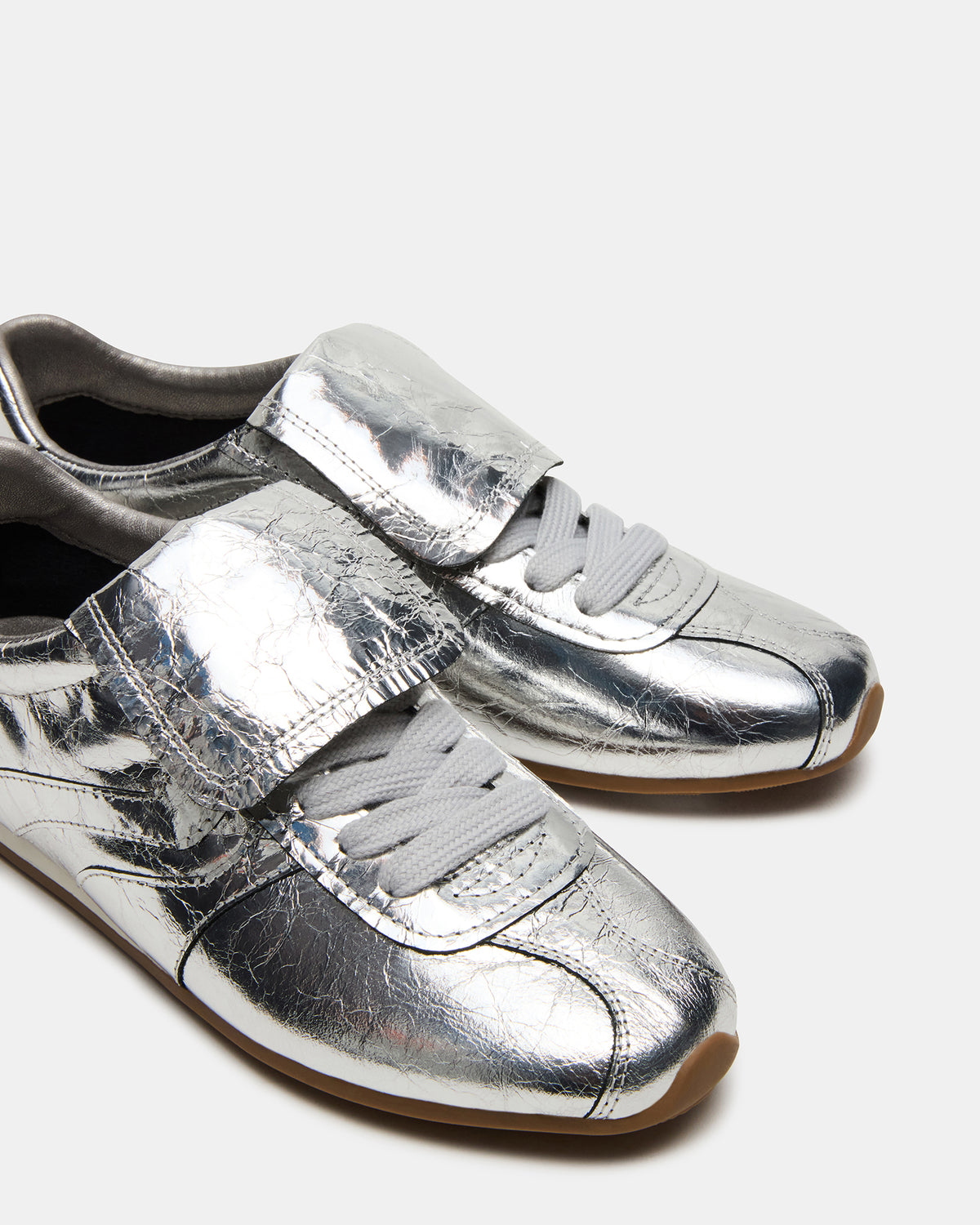MOBILITY SIlver Leather Women's Low-Top Lace-Up Sneaker - Steve Madden