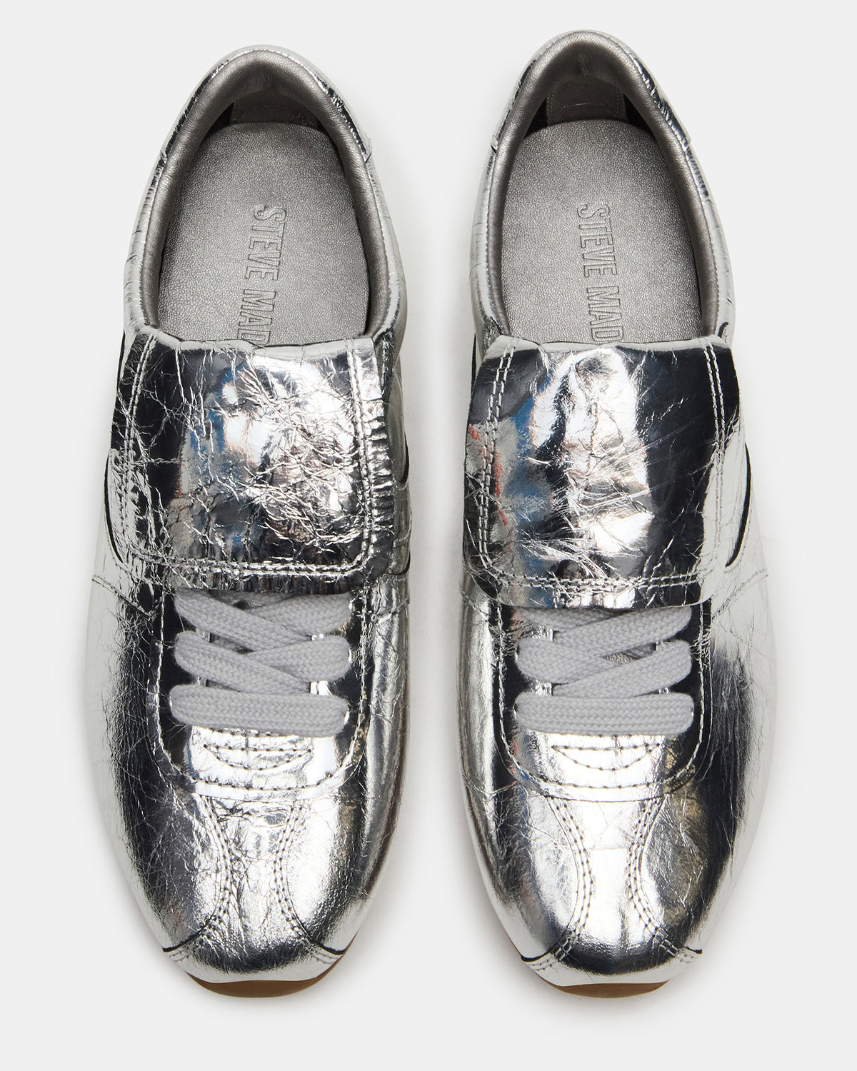 MOBILITY SIlver Leather Women's Low-Top Lace-Up Sneaker - Steve Madden