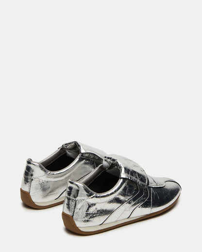 MOBILITY SIlver Leather Women's Low-Top Lace-Up Sneaker - Steve Madden