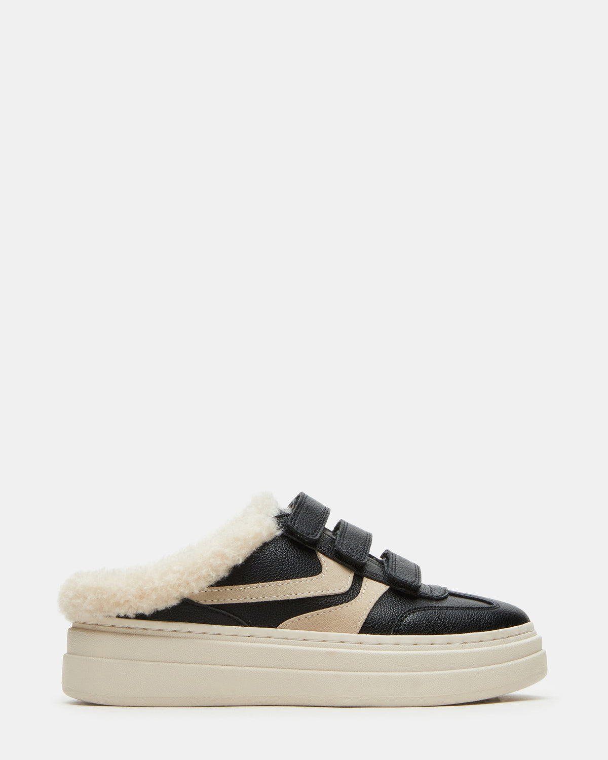DASHER Black Low-Top Faux Fur Slip-On Sneaker | Women's Sneakers - Steve Madden