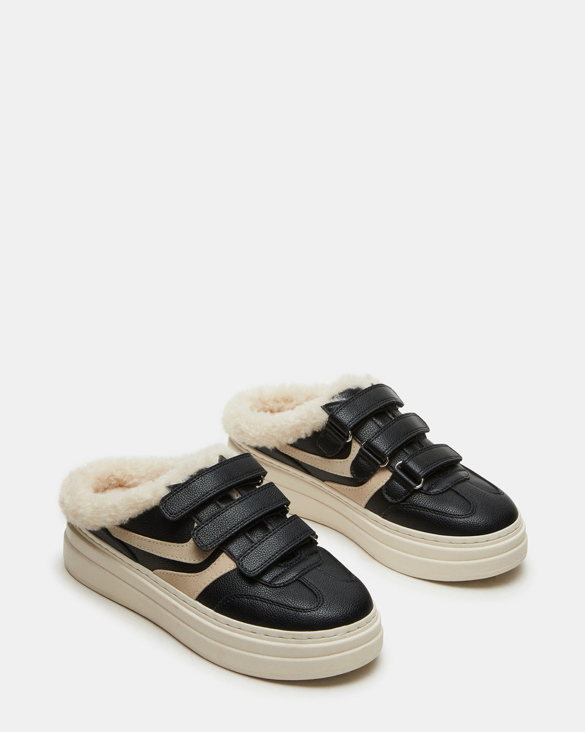 DASHER Black Low-Top Faux Fur Slip-On Sneaker | Women's Sneakers - Steve Madden