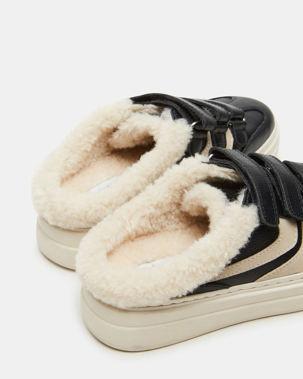 DASHER Black Low-Top Faux Fur Slip-On Sneaker | Women's Sneakers - Steve Madden