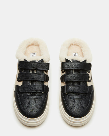 DASHER Black Low-Top Faux Fur Slip-On Sneaker | Women's Sneakers - Steve Madden