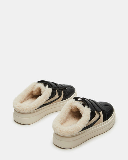 DASHER Black Low-Top Faux Fur Slip-On Sneaker | Women's Sneakers - Steve Madden