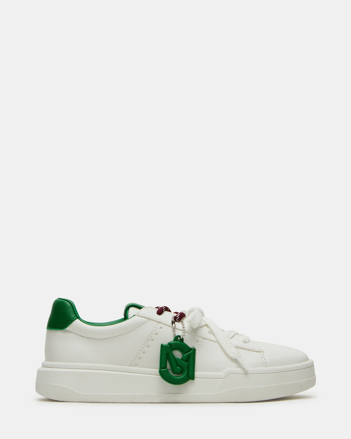 MARVIN White/Green Low-Top Lace-Up Women's Sneaker - Steve Madden