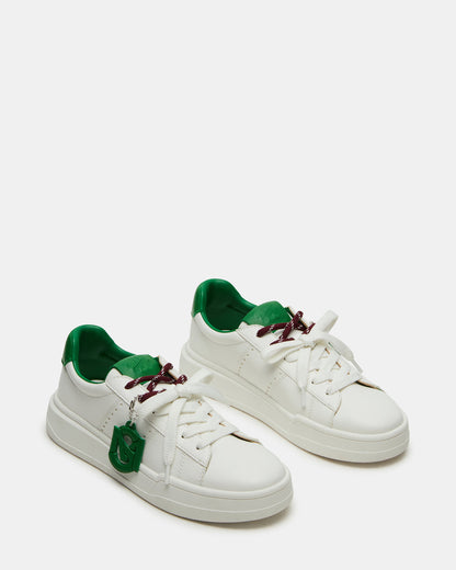 MARVIN White/Green Low-Top Lace-Up Women's Sneaker - Steve Madden