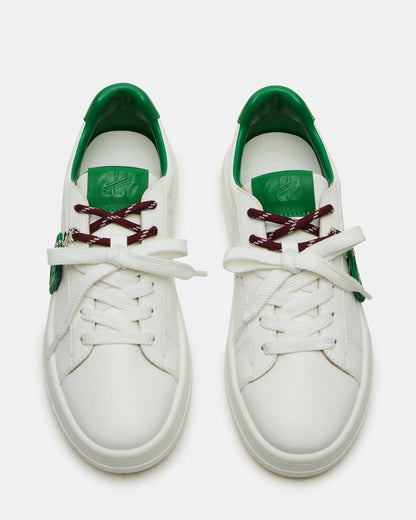 MARVIN White/Green Low-Top Lace-Up Women's Sneaker - Steve Madden