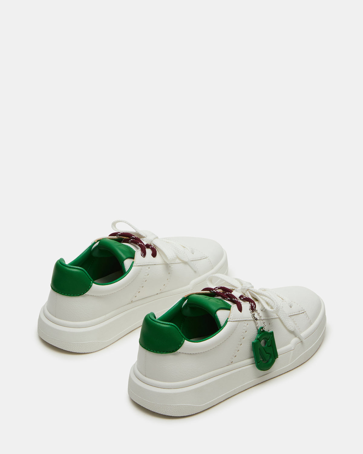 MARVIN White/Green Low-Top Lace-Up Women's Sneaker - Steve Madden