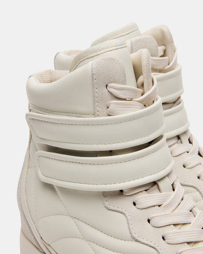 LIFTOFF White Leather Lace-Up High-Top Sneaker - Steve Madden