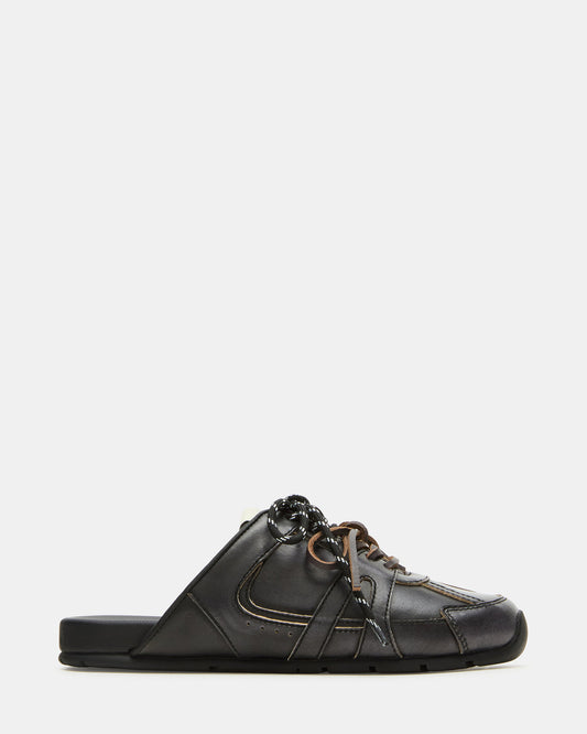 MAYSA Black Distressed Women's Low-Top Slip-On Mule Sneakers - Steve Madden