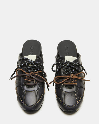 MAYSA Black Distressed Women's Low-Top Slip-On Mule Sneakers - Steve Madden