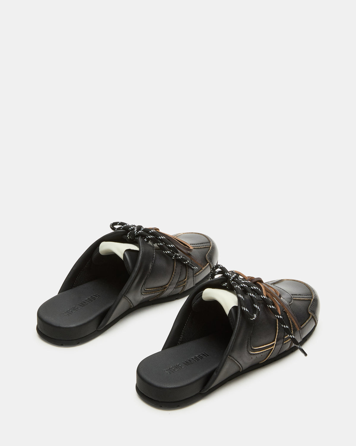 MAYSA Black Distressed Women's Low-Top Slip-On Mule Sneakers - Steve Madden