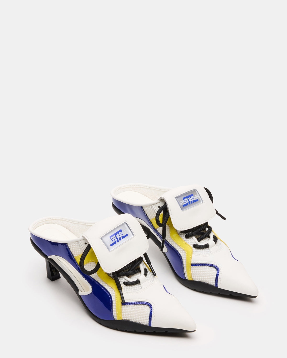 SHEVRON Blue Multi Pointed-Toe Lace-Up Women's Sneaker - Steve Madden