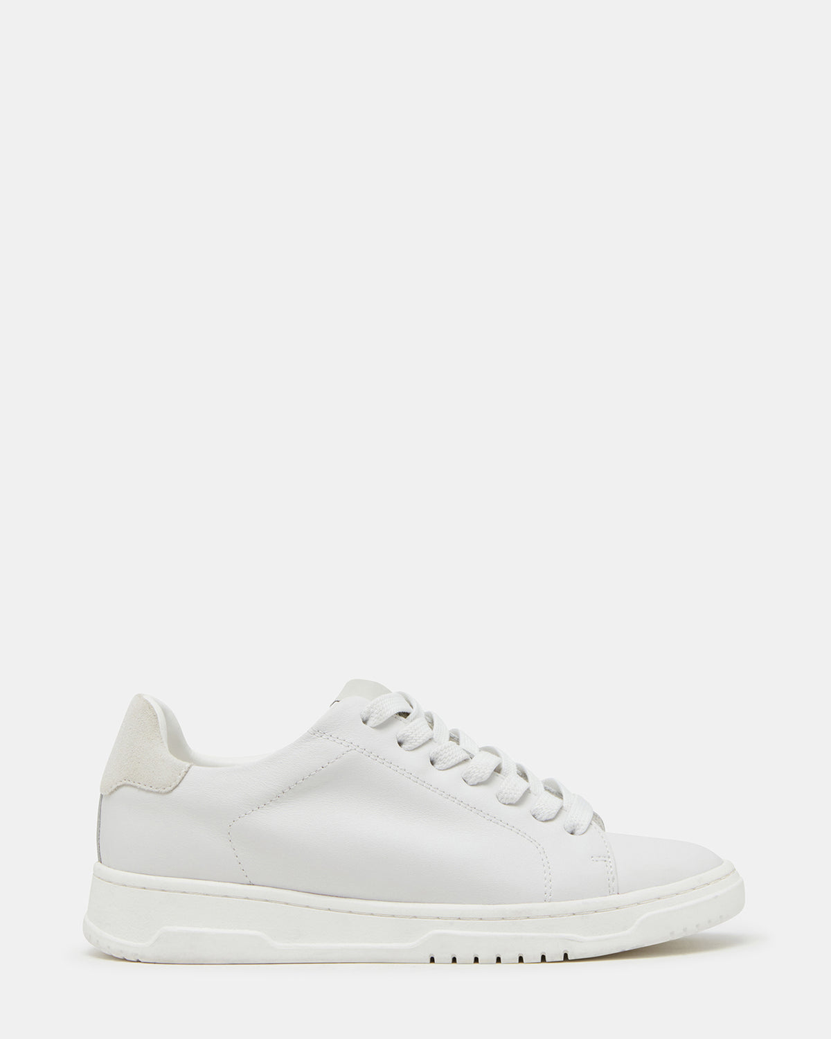 ELSIN White Leather Women's Low-Top Lace-Up Sneaker - Steve Madden