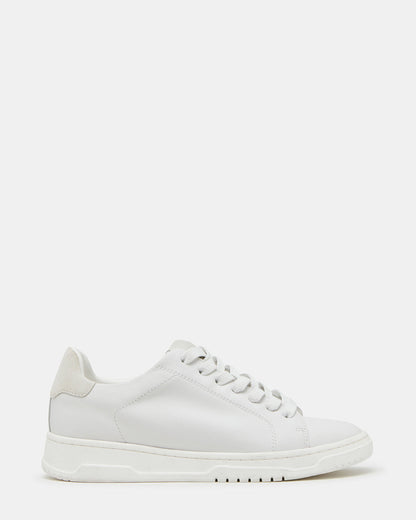 ELSIN White Leather Women's Low-Top Lace-Up Sneaker - Steve Madden