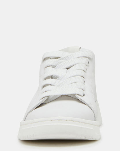 ELSIN White Leather Women's Low-Top Lace-Up Sneaker - Steve Madden
