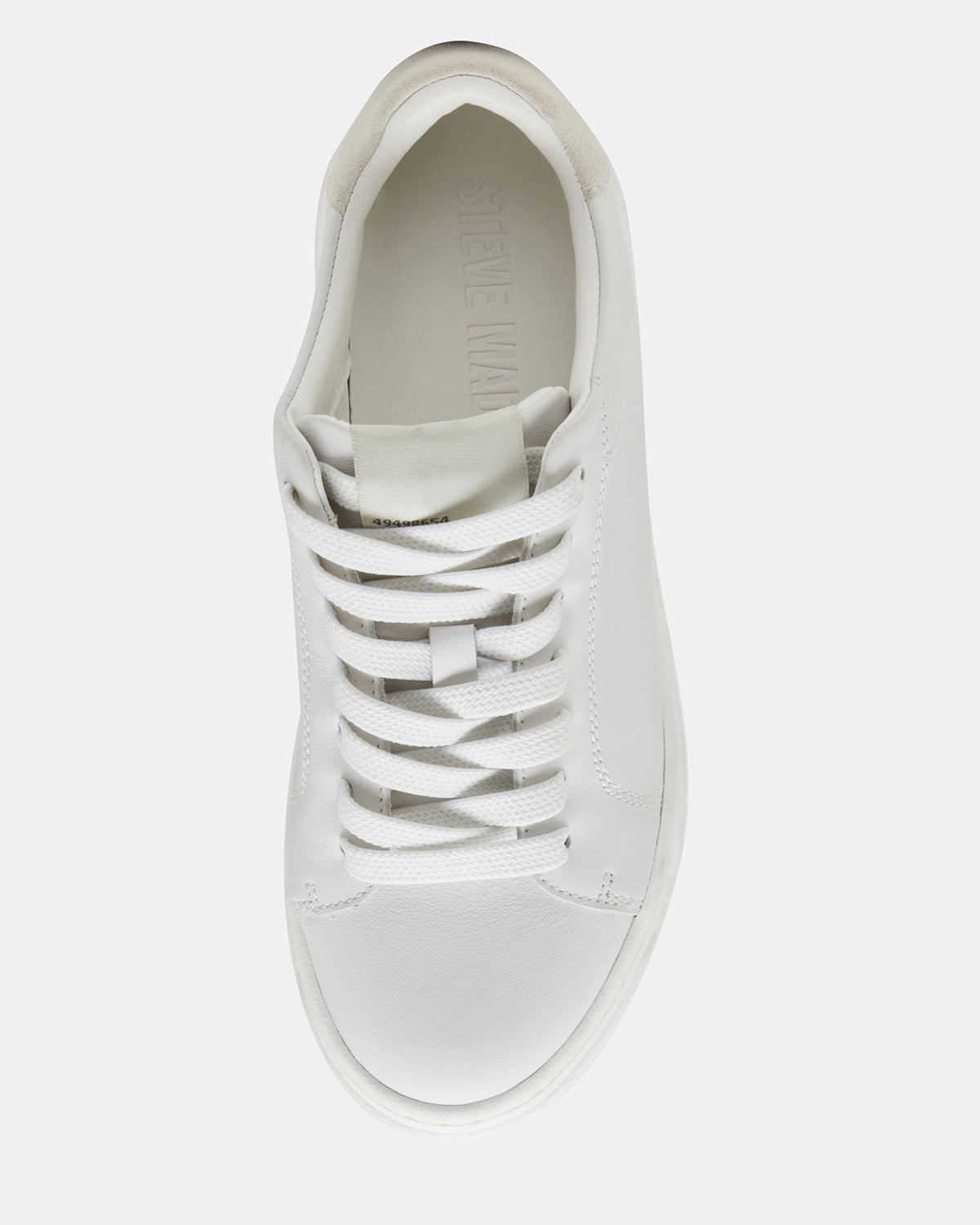 ELSIN White Leather Women's Low-Top Lace-Up Sneaker - Steve Madden
