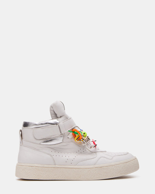 EMILEE White Leather High Top Lace Up Sneaker | Women's Sneakers - Steve Madden