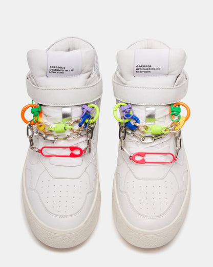 EMILEE White Leather High Top Lace Up Sneaker | Women's Sneakers - Steve Madden