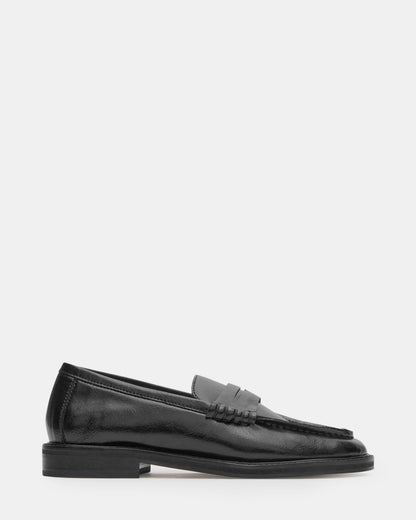 MADISON Black Leather Women's Penny Loafer - Steve Madden