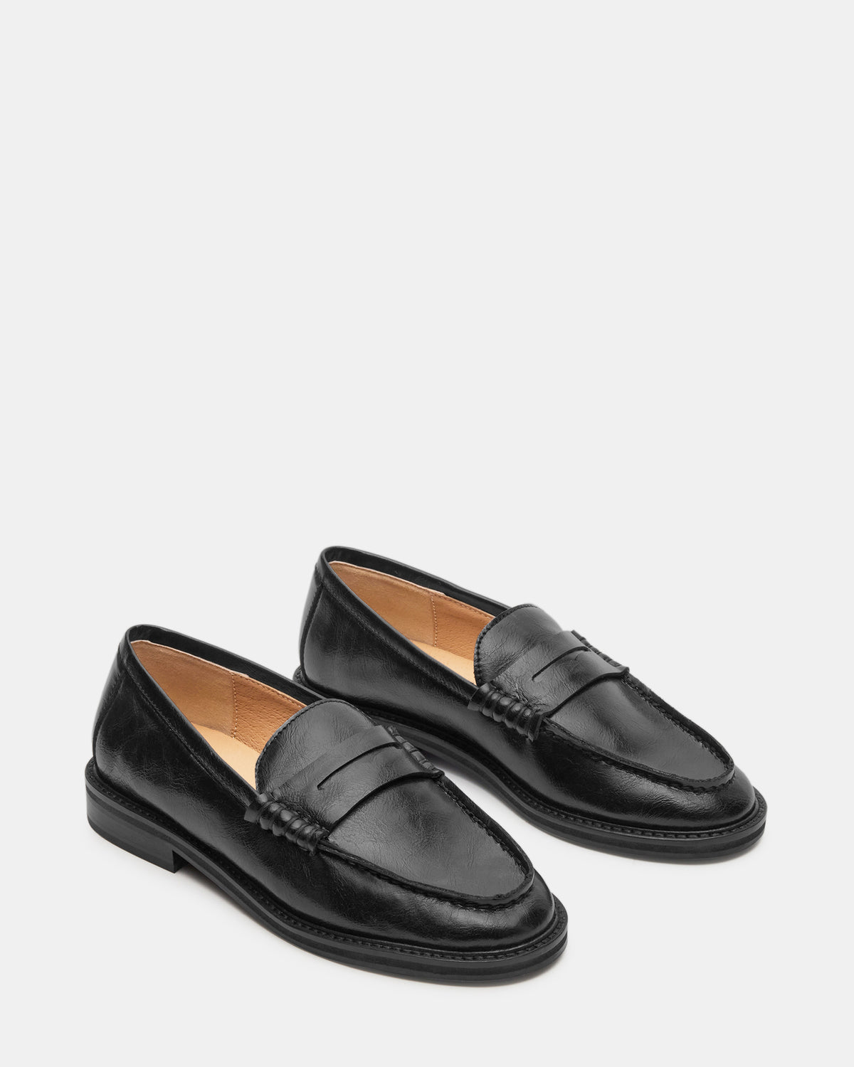 MADISON Black Leather Women's Penny Loafer - Steve Madden
