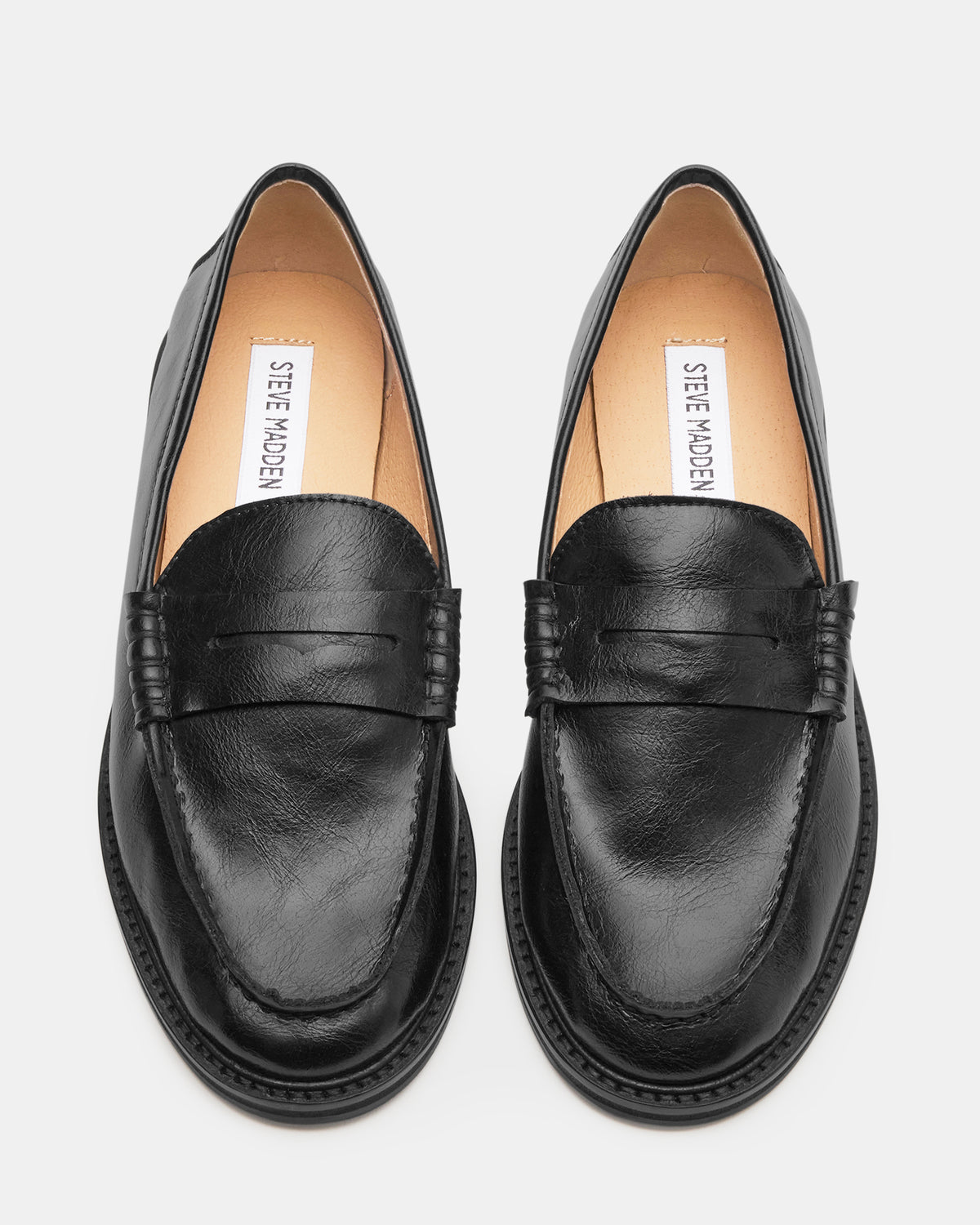 MADISON Black Leather Women's Penny Loafer - Steve Madden