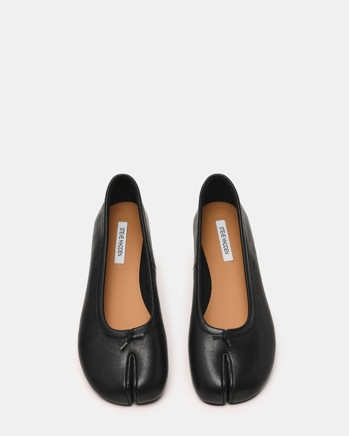 CALICO Black Leather Split Toe Tabi Women's Ballet Flat - Steve Madden