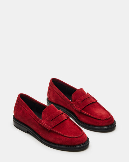 MADISON Red Suede Women's Penny Loafer - Steve Madden