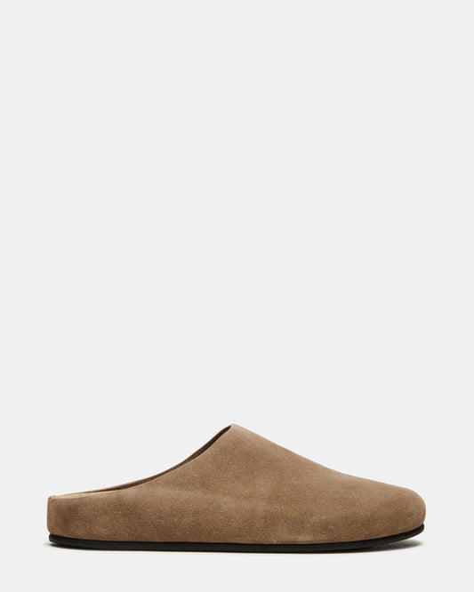 FERN Taupe Suede Mule Slip-On Round-Toe Women's Flat - Steve Madden