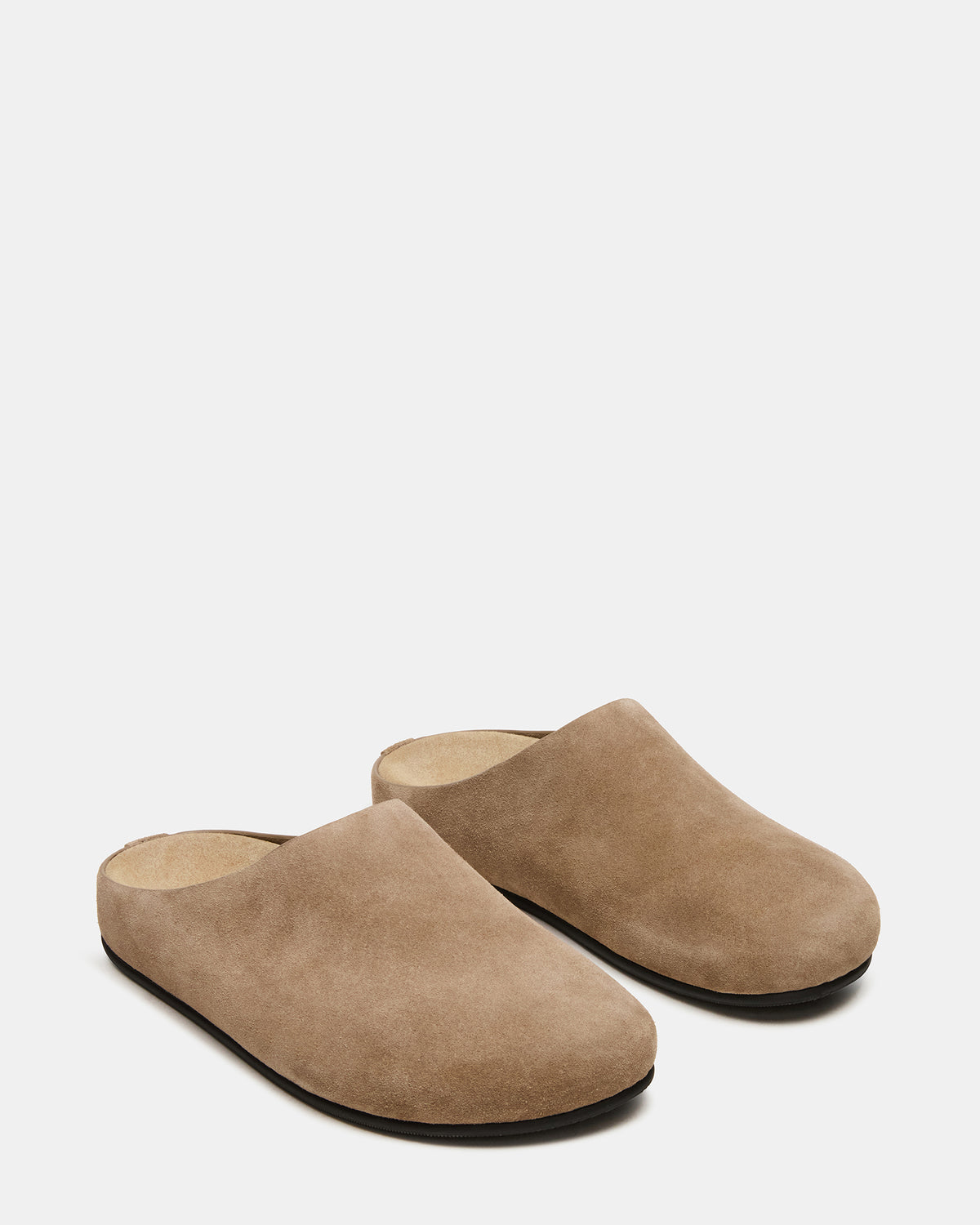 FERN Taupe Suede Mule Slip-On Round-Toe Women's Flat - Steve Madden