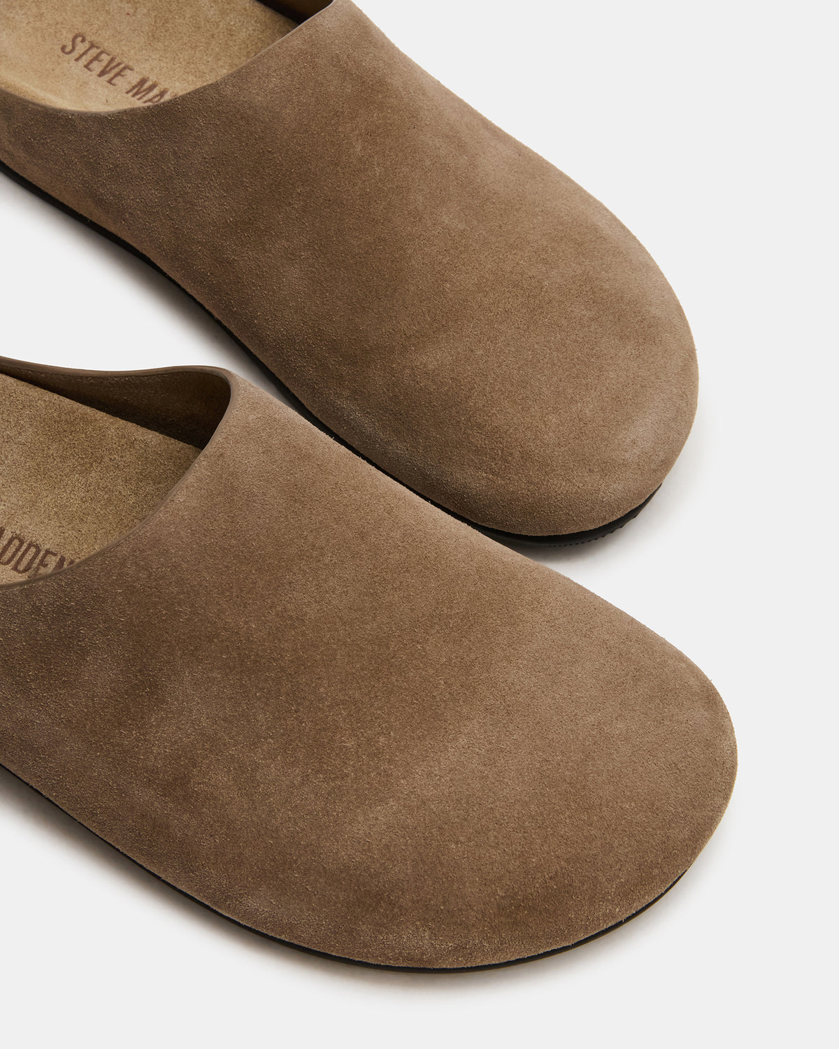FERN Taupe Suede Mule Slip-On Round-Toe Women's Flat - Steve Madden