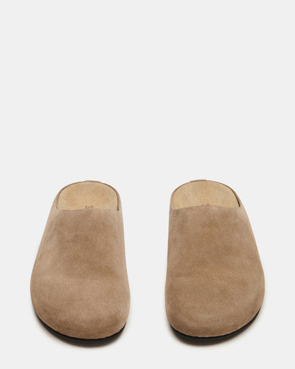 FERN Taupe Suede Mule Slip-On Round-Toe Women's Flat - Steve Madden