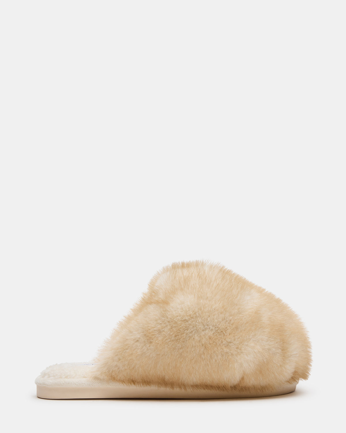 POOF Natural Slip-On Faux Fur Mule Women's Flat - Steve Madden