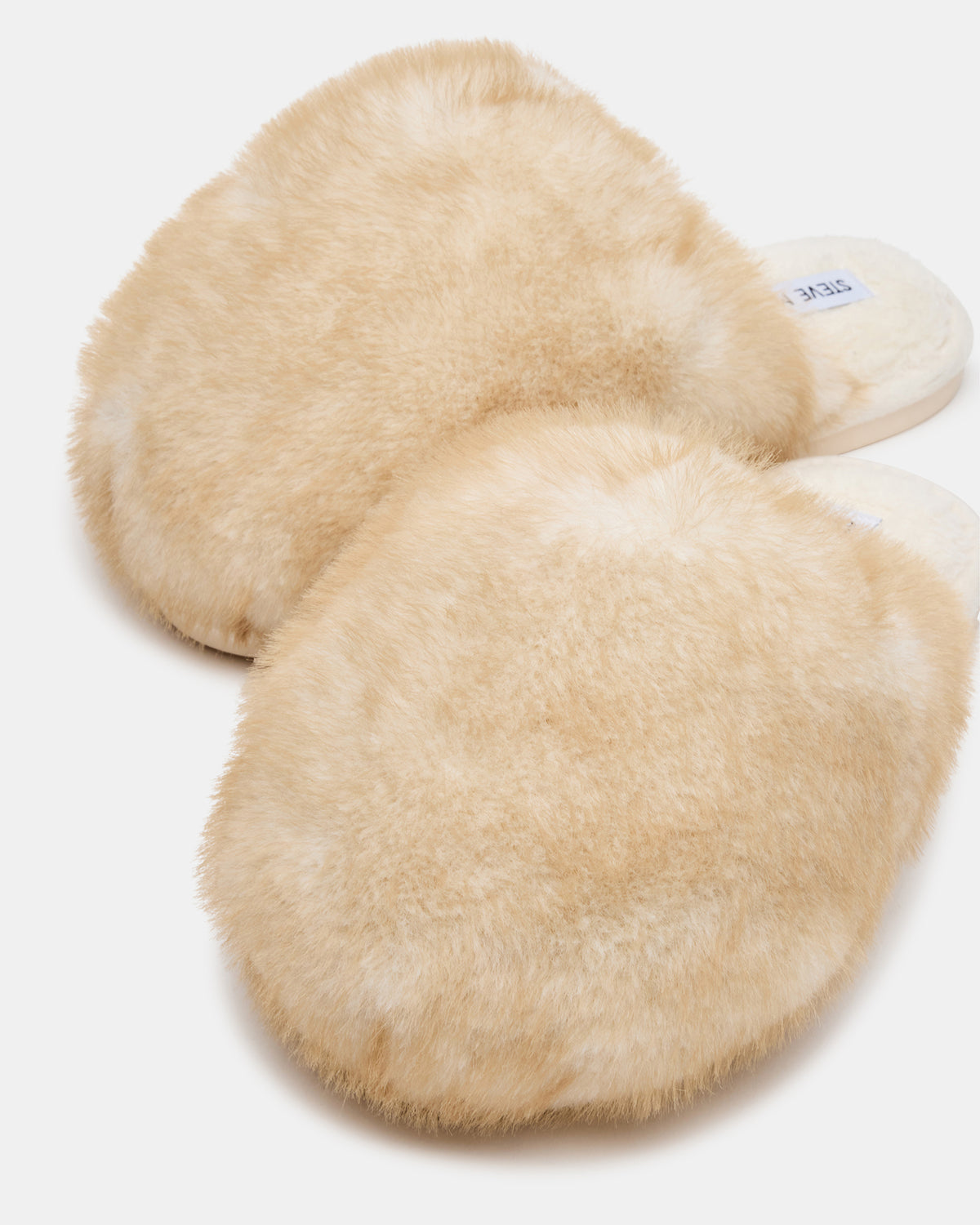 POOF Natural Slip-On Faux Fur Mule Women's Flat - Steve Madden