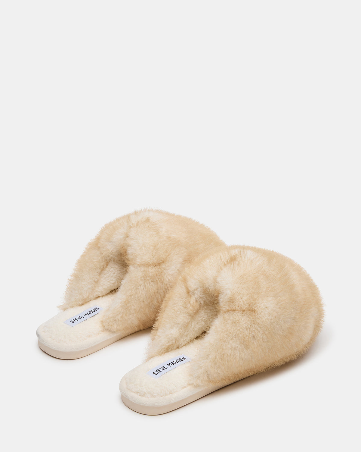 POOF Natural Slip-On Faux Fur Mule Women's Flat - Steve Madden