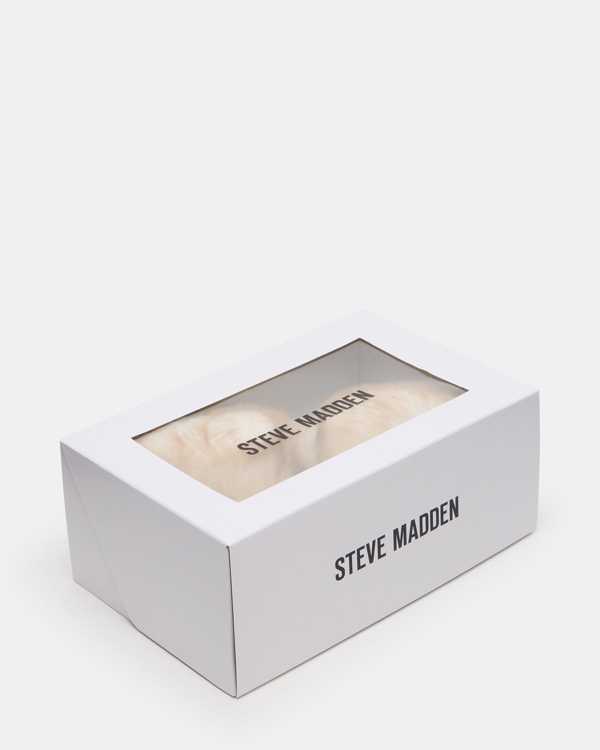 POOF Natural Slip-On Faux Fur Mule Women's Flat - Steve Madden