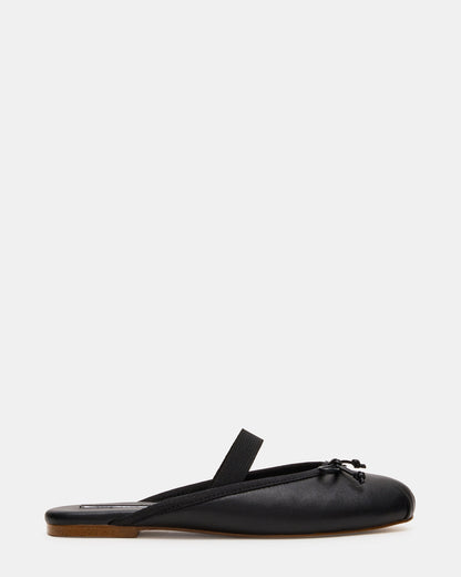 CUTESY Black Leather Slip-On Ballet Mule Women's Flat - Steve Madden