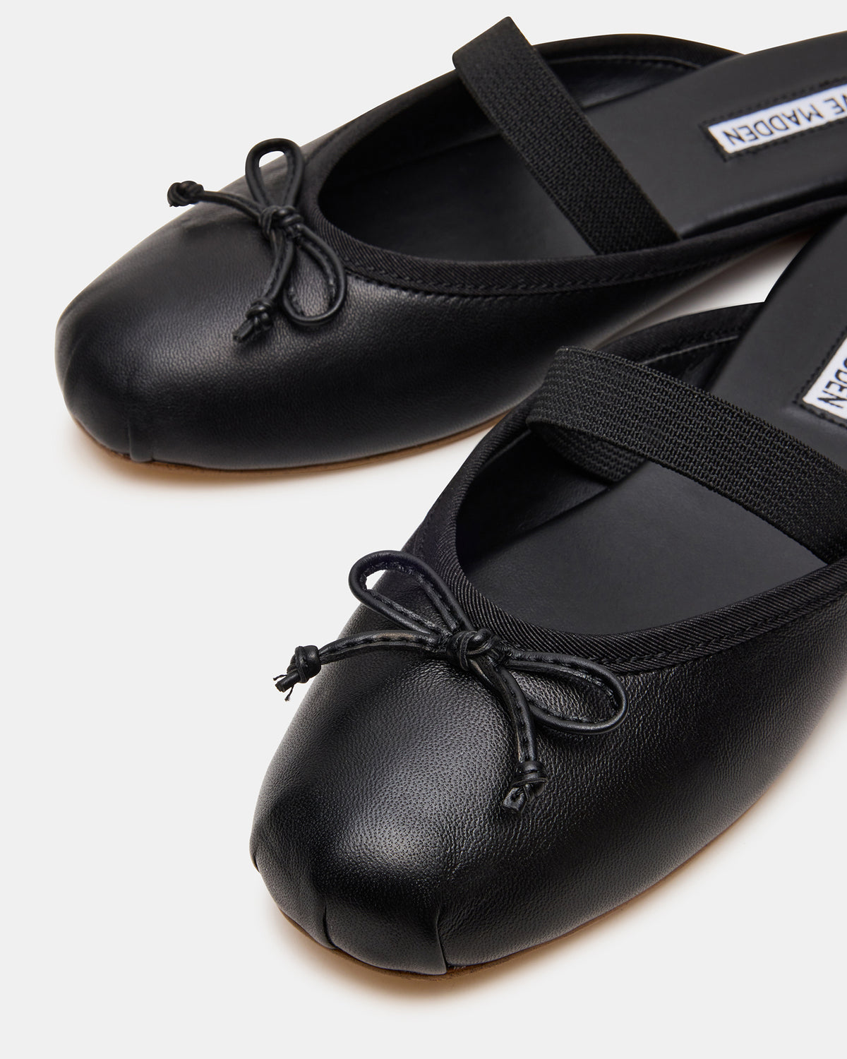 CUTESY Black Leather Slip-On Ballet Mule Women's Flat - Steve Madden