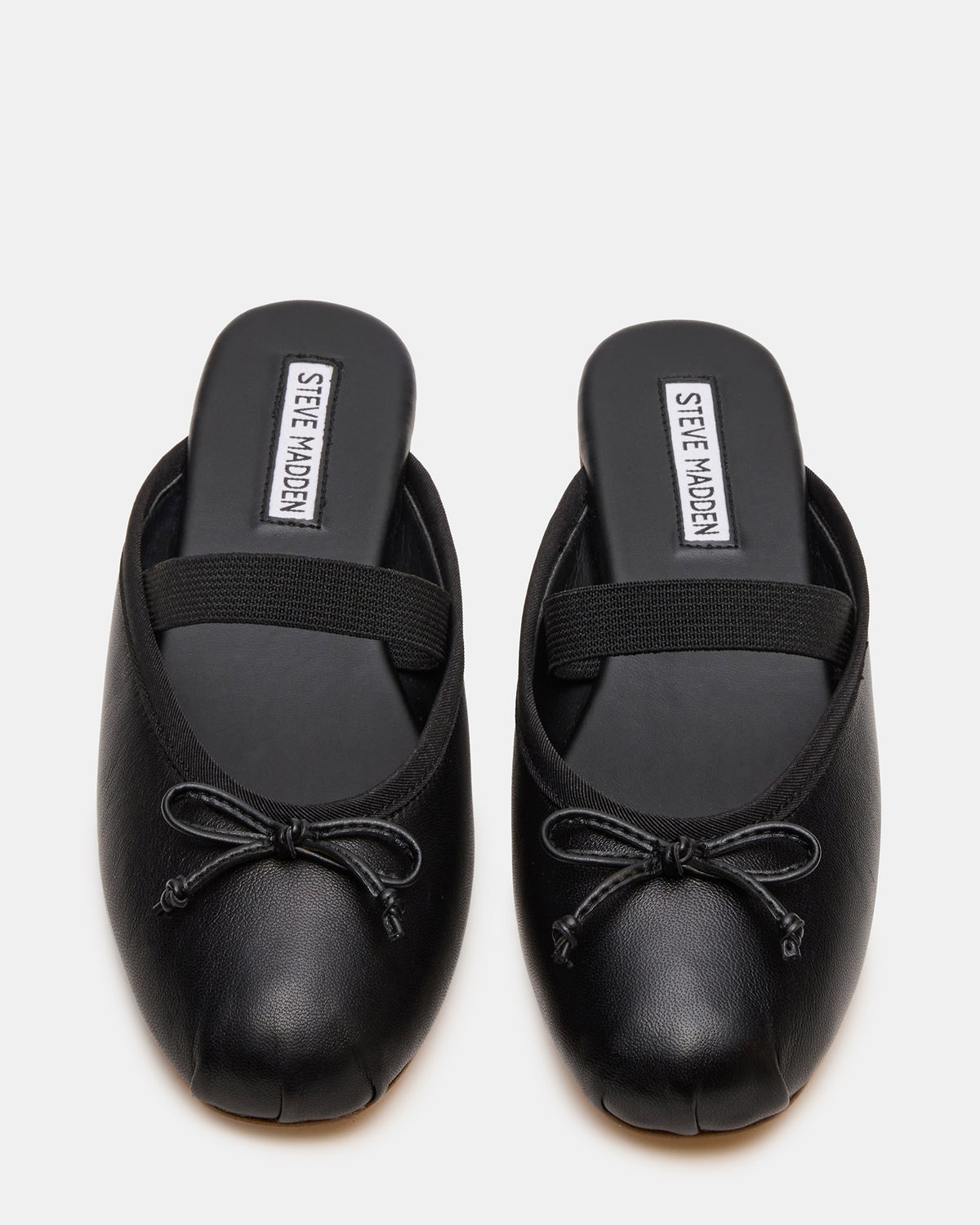 CUTESY Black Leather Slip-On Ballet Mule Women's Flat - Steve Madden