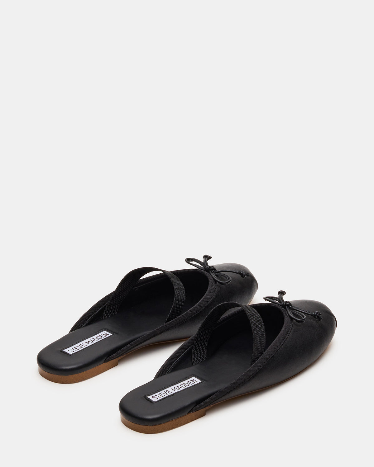 CUTESY Black Leather Slip-On Ballet Mule Women's Flat - Steve Madden