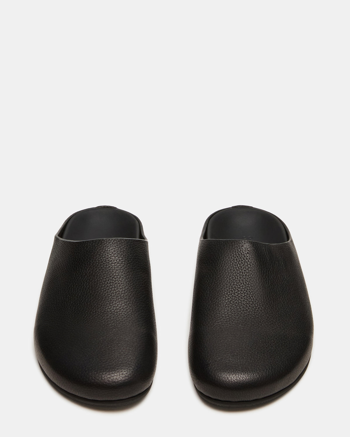 FERN Black Leather Mule Slip-On Round-Toe Women's Flat - Steve Madden