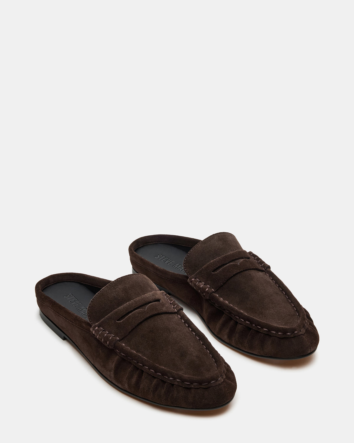 RAFE Chocolate Brown Suede Slip-On Mule Women's Flat - Steve Madden
