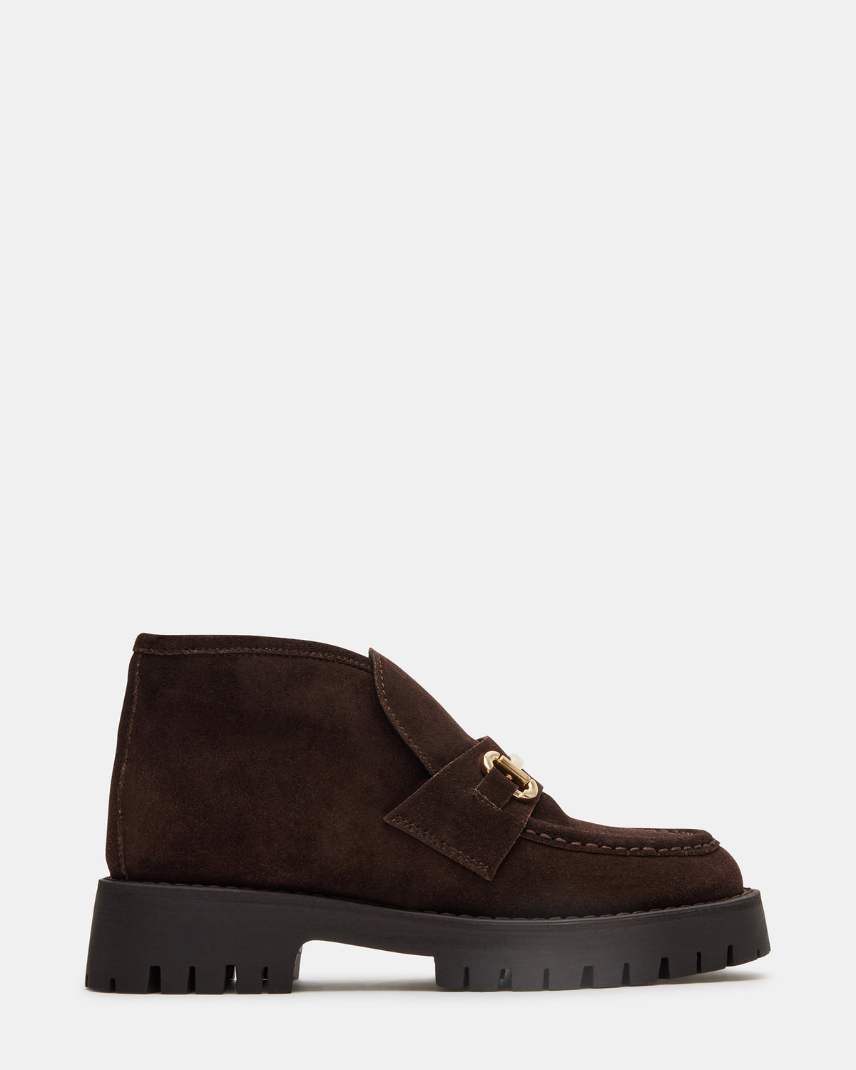 LEON Chocolate Brown Suede Platform Lug Sole Women's Loafer - Steve Madden