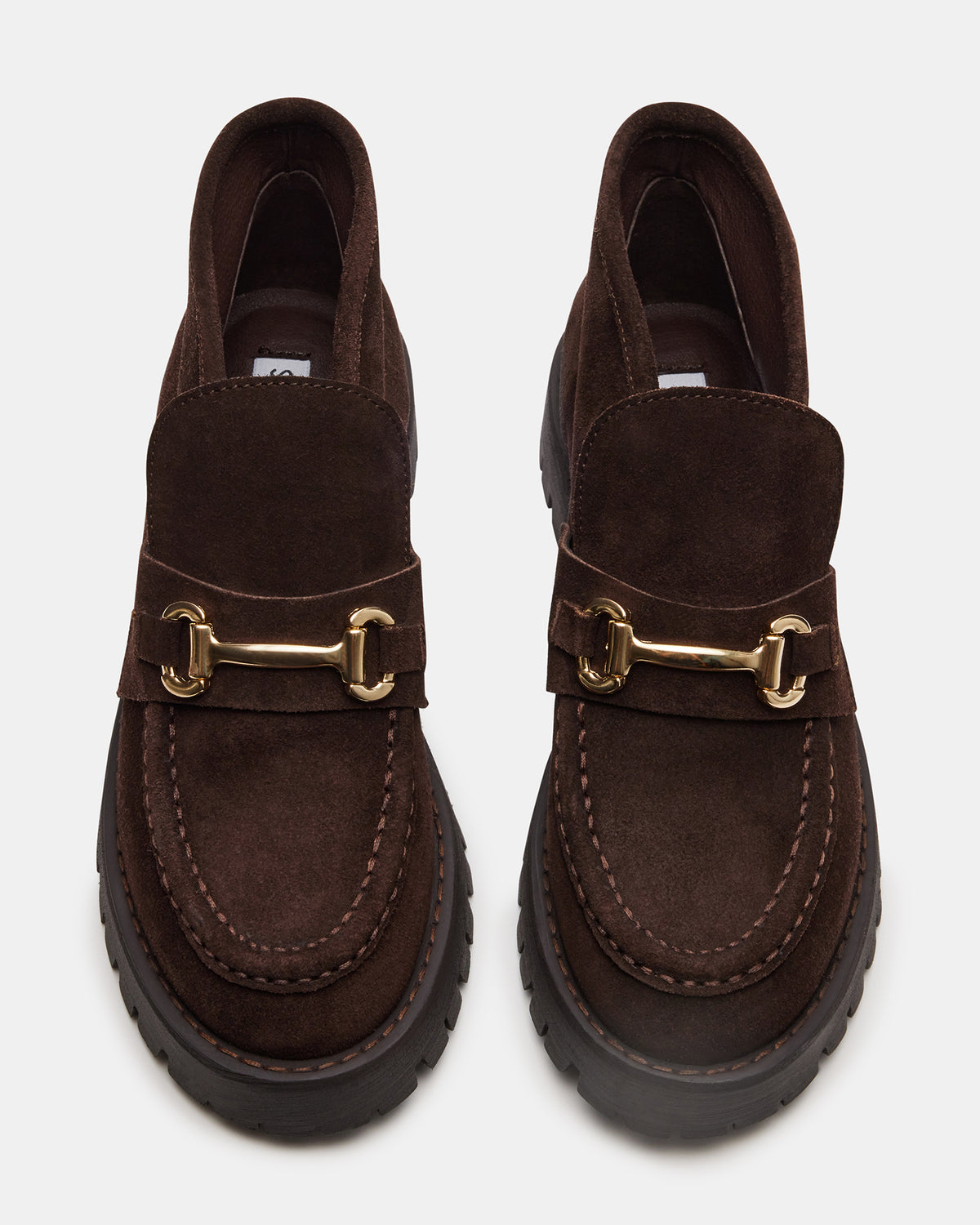 LEON Chocolate Brown Suede Platform Lug Sole Women's Loafer - Steve Madden