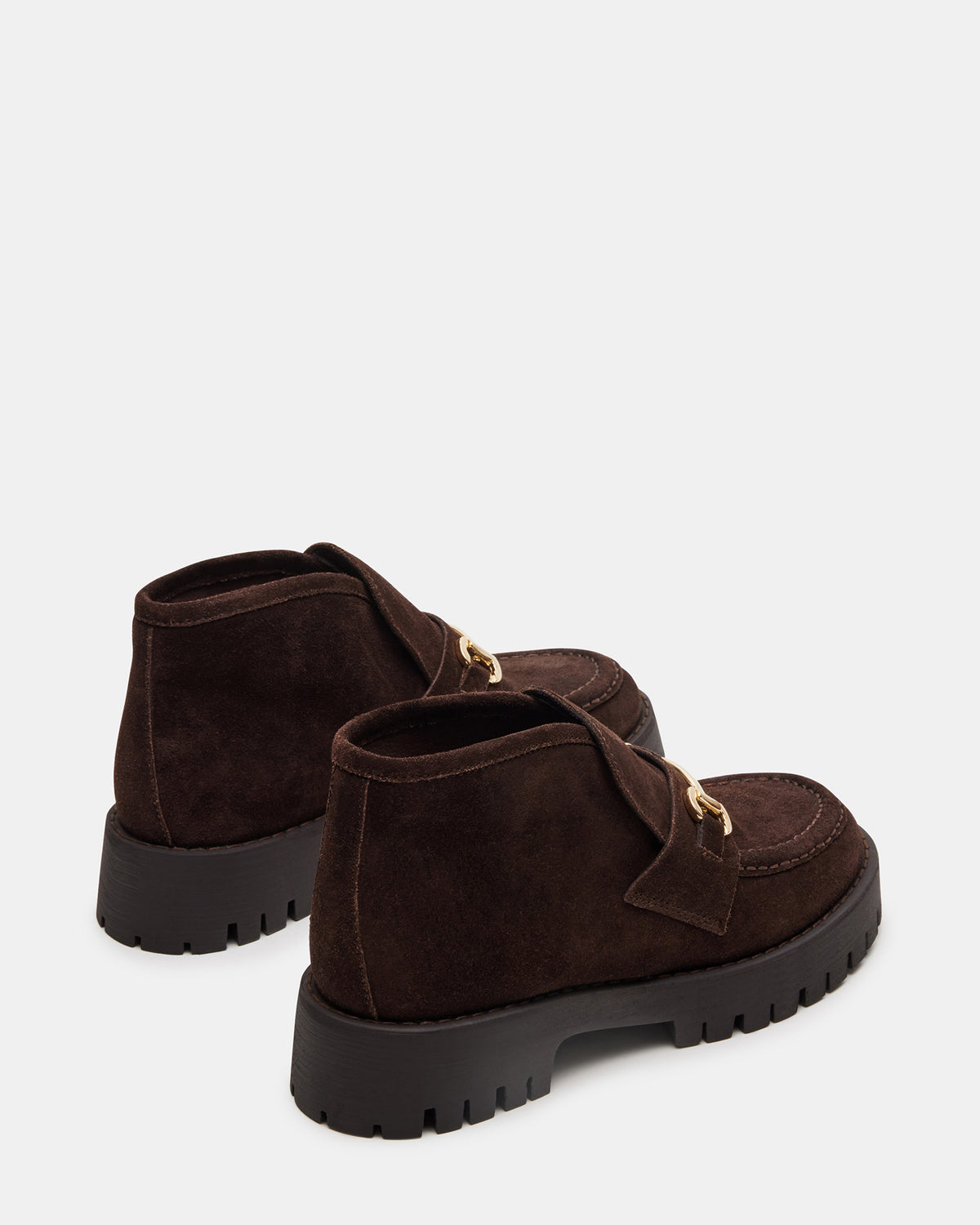 LEON Chocolate Brown Suede Platform Lug Sole Women's Loafer - Steve Madden