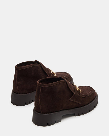 LEON Chocolate Brown Suede Platform Lug Sole Women's Loafer - Steve Madden