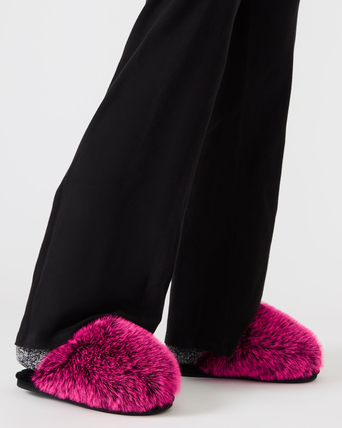POOF Fushia Slip-On Faux Fur Mule Women's Flat - Steve Madden