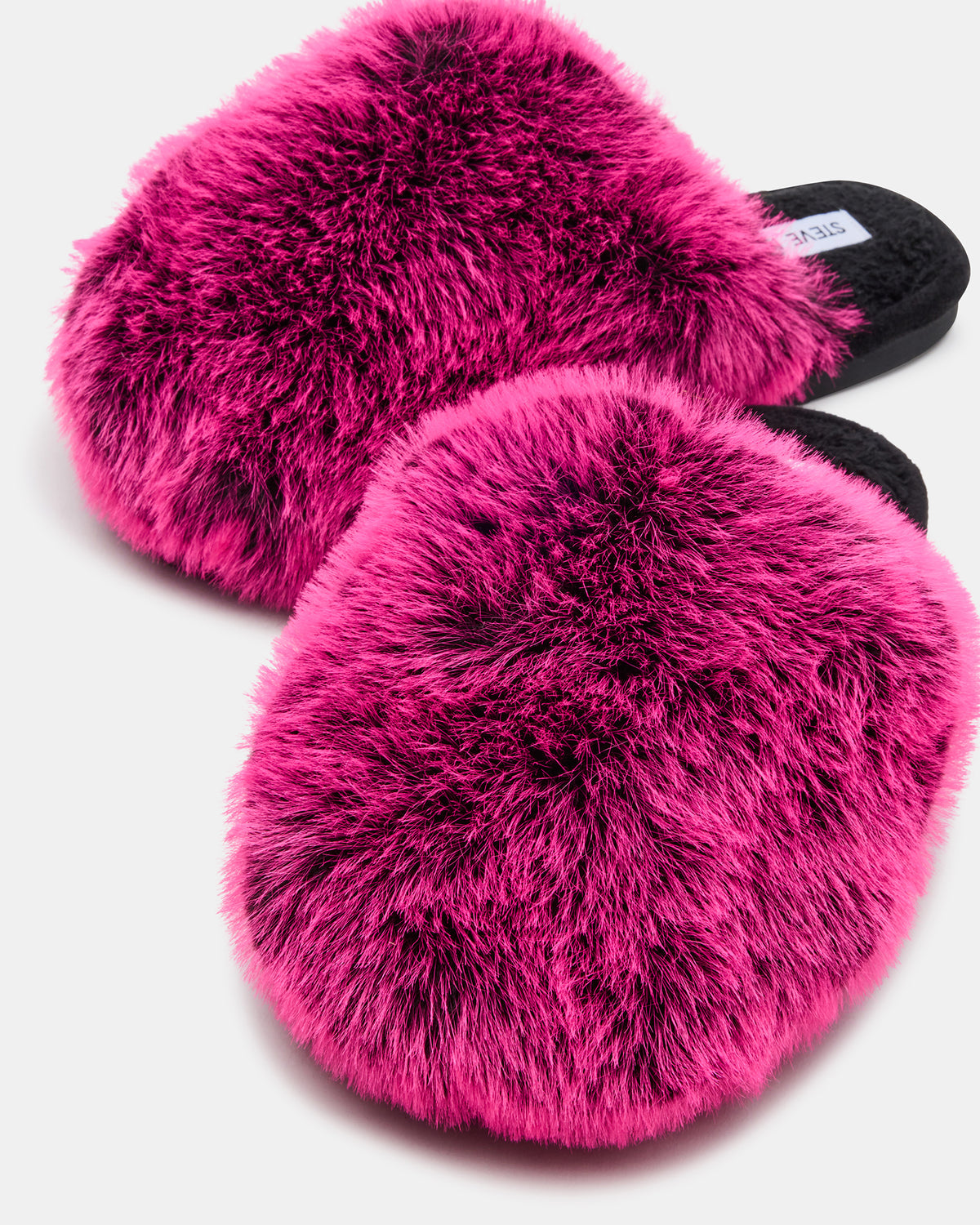 POOF Fushia Slip-On Faux Fur Mule Women's Flat - Steve Madden